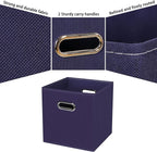 Black Fabric Cubby Storage Bins,13x13x13 Inches ,Cube Organizer Bin Foldable Storage Boxes with Dual Handles Fabric Organizer Box and collapsible Storage basket,Set of 6,Navy Blue