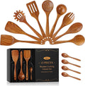KLYRO 13 Pcs Wooden Cooking Utensil Set with Gift Box – Natural Wooden Spoons for Cooking & Serving, Nonstick Friendly, Perfect Housewarming & Holiday Gift