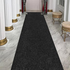 Ottomanson 2' x 17' Hallway Runner with Scraper Pile Extra Durable Non-Slip Rug Mat for Indoor & Outdoor Use - Ideal for Kitchen, Entryway, Patio & Garage - High-Traffic Carpet, Black