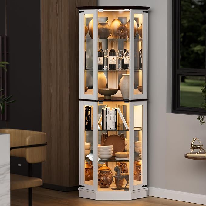 PAKASEPT 71'' Farmhouse Display Curio Cabinet