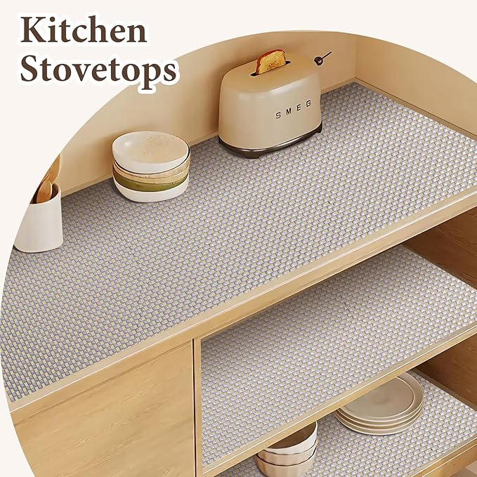 Shelf Liners for Kitchen Cabinets Non Adhesive Shelf Liner Paper Non-Slip Thickened Drawer Liner Easy to Clean for Tool Box Refrigerator Grey 11.8 x 118 in
