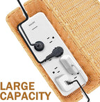 2PCS Cable Management Box, Handmade Rattan Cable Organizer, Open Slots Cords Hider Box Cord Basket Under Desk Cord Organizer for Computer Router USB Hub & Power Strip