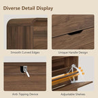 TEENFON Shoe Cabinet with 3 Flip Drawers & Adjustable Shelves, Narrow Freestanding Shoe Storage Cabinet for 18-27 Pairs, Hidden Slim Shoe Rack Cabinet for Entryway, Walnut