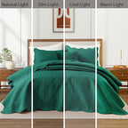 IR Imperial Rooms California King Quilt Bedding Set Size (118"x106") + 2 Pillow Shams (20" x 36"+ 2") - 3 Pcs All Season Reversible Microfiber Coverlet Embossed Quilt Bedspread (Emerald)