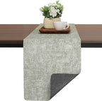 Table Runners 55 Inches Long, Dual-Sided Faux Leather Farmhouse Table Runner Waterproof Non-Slip for Living Room Party Home Decor Holiday Decorations(Gray Grass Green, 15 x 55 Inch)