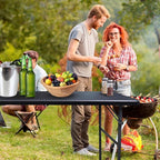 4FT Plastic Folding Table - Lightweight & Portable for Camping, Picnic, Card Games - Indoor Outdoor Foldable Dining & Utility Table(Black)