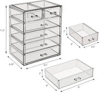 Sorbus Acrylic Makeup Organizer Set, 6-Drawer Vanity & Countertop Cosmetic Storage with Small & Wide Drawers, Black Jewel Makeup Storage for Brushes, Lipsticks, Jewelry, Holiday Gift for Women & Teens