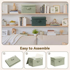 GRANNY SAYS Stoarge Basket with Lid, Decorative Storage Boxes, Closet Storage Bins for Clothes, Collapsible Stackable Organization, Sage Green&Dark Green, 2-Pack