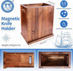 XYJ Magnetic Knife Block Holder,Double Side Magnetic Knife Stand,Acacia Wood,Extra Large Capacity Magnet Knife Storage for Knives and Utensils,Kitchen Organizer Rack Tool Without Knives