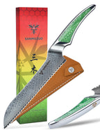 SANMUZUO 7 inch Nakiri Knife, Japanese VG-10 Damascus Steel Meat Cleaver, Ultra Sharp Vegetable Knife with Full-tang Handle in Green Resin, LA-S9 Series