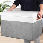 Gowee Large Toy Storage Box with Lid, Sturdy Toys Storage Chest Bin Organizer Basket with Dividers for Kids, Boys, Girls, Nursery, Closet, Bedroom, Playroom 26"x17" x17" (Grey and White)