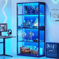 AODK Display Case with RGB Lights, 4-Tier Display Cabinet with Glass Doors and