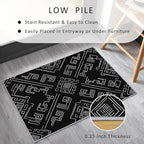 Geometric Rug, Washable 4x6 Rug for Living Room, Black and White Patterned Indoor Carpet, Modern Geometric Decor for Home, Bedroom, Soft Non Slip Thin Design FER16