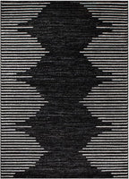 Rugshop Bohemian Stripe Stain Resistant High Traffic Living Room Kitchen Bedroom Dining Home Office Area Rug 4' x 6' Black