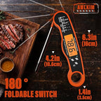 AWLKIM Digital Meat Thermometer with Doneness Chart, 2-Sec Instant Read Food Thermometer for Cooking, Grilling, Oven, Air Fryer - Waterproof Backlit Magnetic Flip Probe, Gift for Men, Dad - Orange