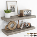 RICHFOCUS 31.5Inch Floating Shelves for Wall 2 Pack Shelves for Bedroom|Kitchen|Bathroom Wall Mounted Rustic Wood Floating Shelf with Invisible Brackets for Books|Storage|Decor, Grey