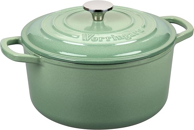 VORRINGARD Enameled Cast Iron Dutch Oven Pot with Lid, for Sourdough Bread Baking, Round Dutch Ovens, 4.5 Quart, Sage Green