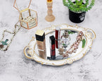 Funerom Vintage 14.5 x 10 inch Mirror Tray, Makeup Organizer, Jewelry Organizer, Serving Tray,Oval Antique White