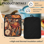 Boho Vintage Floral Pot Holders for Kitchen, Mid Century Modern Boho Flower Botanical Heat Resistant Hot Pads and Oven Mitts for Baking Cooking