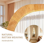 BAODANFU Irregular Natural Rattan Mirror, 18×53 Inch Full Length Wall Mirror, 4-Way Handwoven Decorative Asymmetrical Mirrors, Boho Rustic Decor for Entryway Bedroom Living Room Home