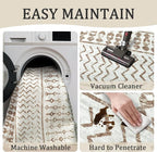 6x9 Machine Washable Area Rug for Living Room, Brown White Vintage Moroccan Rug Large Non-Slip Low Pile Soft Faux Wool Carpet, Kids and Pets Friendly for Bedroom Dining Room Farmhouse Home Decor Rug