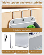 OneDream Over the Door Organizer for Nursery, 5-Tier Baby Clothes Organizer with Removable Storage Caddy, Hanging Behind Door Storage with Clear Pockets and Side Mesh Compartments, Grey