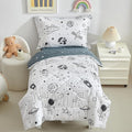 DuShow 4 Piece Toddler Bedding Set for Boys,White Space Crib Bedding Sheets Set,Soft Toddler Comforter Set Bed in a Bag | Include Comforter,Flat Sheet,Fitted Sheet,Pillowcase