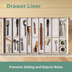 Shelf Liners for Kitchen Cabinets 23.6in x 40FT, Non Adhesive Cabinet Liner Strong Non-Slip Thickened Gold Geometric Drawer Liner, Easy to Clean for Shelf, Cabinet with Knife and Tape Measure