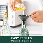 COOK WITH COLOR Glass Olive Oil Bottle Dispenser - 2 Pack- 17oz Oil and Vinegar Cruet - Olive Oil Carafe Decanter for Kitchen, Floral, Green
