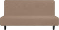 Easy-Going Stretch Futon Slipcover Armless Sofa Cover Furniture Protector Without Armrests Slipcover Soft with Elastic Bottom for Kids, Spandex Jacquard Fabric Small Checks(futon,Camel)