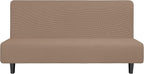 Easy-Going Stretch Futon Slipcover Armless Sofa Cover Furniture Protector Without Armrests Slipcover Soft with Elastic Bottom for Kids, Spandex Jacquard Fabric Small Checks(futon,Camel)