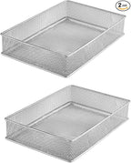 YBM HOME Silver Mesh Drawer Cabinet and or Shelf Organizer Bins, School Supply Holder Office Desktop Organizer Basket (2, 6x9x2 Inch)