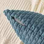 Kevin Textile 14x36 Inch Long Lumbar 1 Pack Boho Decorative Throw Pillow Cover Soft Striped Corduroy Rectangle Cushion Case Farmhouse Solid Color Accent for Living Room Couch Sofa Bed, Blue Grey