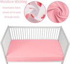 Baby Crib Sheets for Boys Girls, 2 Pack Fitted Crib Sheet for Standard Crib and Toddler Mattress, Soft Microfiber Baby Sheet 52x28x8in. (Love & Pink)