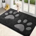 PURRUGS Dirt Trapping Door Mat 33.5" x 59", Non-Skid/Slip Machine Washable Microfiber Entryway Rug, Dog Doormat, Super Absorbent Welcome Mat for Muddy Wet Shoes and Paws, Charcoal