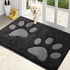 PURRUGS Dirt Trapping Door Mat 33.5" x 59", Non-Skid/Slip Machine Washable Microfiber Entryway Rug, Dog Doormat, Super Absorbent Welcome Mat for Muddy Wet Shoes and Paws, Charcoal