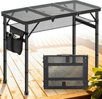 DeeprBetter Folding Camping Table, 3ft Camping Table Aluminum Folding Table with 3 Adjustable Height Max 27.5 Inch Picnic Table Portable Table for Outdoor Backyard BBQ, Beach