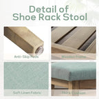 Zihanhome Entryway Shoe Bench with Cushion, End of Bed Bench,Upholstered Bench for Kitchen, Bench with Solid Wood Shelf, Fabric Ottoman Bench for Hallway, Living Room (Teal)