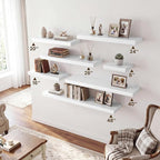 RICHFOCUS 28Inch Floating Shelves for Wall 2 Pack Shelves for Bedroom|Kitchen|Bathroom|Laundry Room Rustic Wood Wall Mounted Shelf with Invisible Brackets for Books|Storage|Decor, White