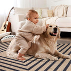Tangsoo Easy Jute Rug 2x6 Washable Runner Rug for Hallways,Non-Slip Black Geometric Thin Outdoor Rug,Modern Farmhouse Carpet for Porch Laundry Bedroom Living Room Entryway