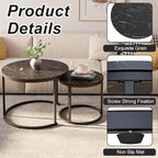 aboxoo Round Nesting Coffee Table Side Set of 2 End Tables
