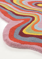 Irregular Shaped Handmade Wool Rug | Modern Colourful Stripe Premium Area Rug Perfect for Home Decor (IR-D, 8x8 ft)