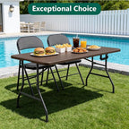Folding Table 5FT Heavy Duty Plastic Table with Handle, Foldable and Portable, Fold-in-Half Utility Tables for Outdoor, Dining, Wedding, Events, Indoor, Picnic, Camping, Party, (Brown)