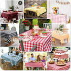Mulbozy Orange Gingham Tablecloth 4 Pack, 54 x 108 Inch Plastic Table Cloth Disposable, Orange and White Checkered Table Cover for Party Supplies