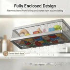PUSDON 5-in-1 16.5" Extra Long Slim Wall Mount Wrapped Mesh Kitchen Organizer & Shower Caddy Kit, with Paper Towel Holder, Utensil Holder, Soap Dish, Holds 50LBS - Silver Gray, Netting