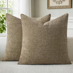 a moment Brown Chenille Throw Pillow Covers 22x22 Inch Pack of 2 Modern Decorative Throw Pillow Covers Farmhouse Cross Covers Home Decor for Sofa Bedroom Living Room