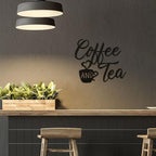 Ferraycle Coffee Bar Decor, 12 x 10.2 Inch Sign for Wall Metal Rustic Hanging Wall Art Vintage Black Cup Letter Sign for Cafe Home Office Kitchen(Coffee and Tea)