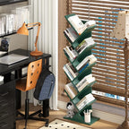SHEEPAM 10 Tier Tree Book Shelf, Floor Standing Wood Bookshelf