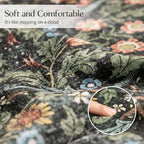 MUJOO Floral 5x7 Area Rugs,Washable Rug for Living Room Bedroom Office Dining Room,Large Throw Carpet,Boho Non Slip Indoor Floor Big Soft Botanical Vintage Ultra-Thin Black and Green