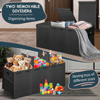 Extra Large Toy Box with Lids - Sturdy Collapsible Kids Storage Organizer Big Bin Chest Basket with Dividers for Boys Girls, Bedroom, Nursery, Living Room, Playroom Organization, 38"x16"x14", Black